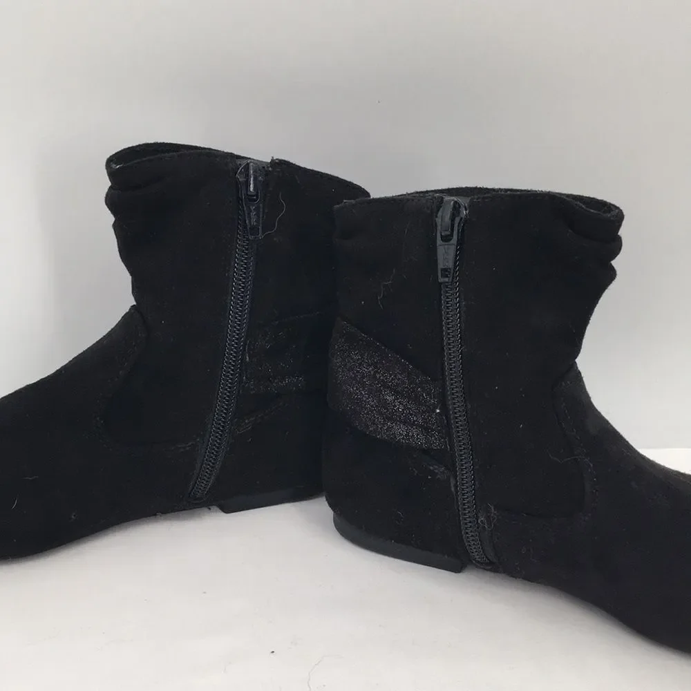 Wonder Nation Girls Slouchy Ankle Boots Flat Bow Sock Calf Zip Inside size 1